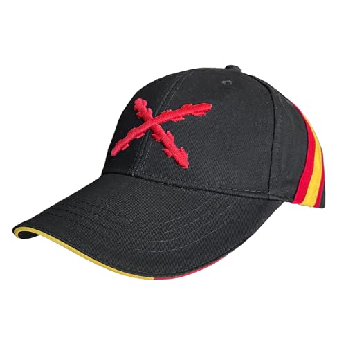 Durabol Gorra de Béisbol España con Cruz de Borgoña, 6 Paneles, 100% Algodón Peinado, Ajustable, con Bandera Española, para Deportes, Golf, Tenis, Uso Diario (FR/ES, Letras, Talla única, Negro)