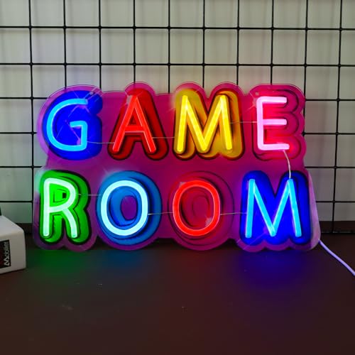 Image of Game Room Neon Sign,Game Neon Lights Wall Decor for Internet Cafe, Gaming Room, Man cave, Bedroom Gift Art for Boys Girls Fans Gamer-15.8 x 9.61 IN-USB Powered-Acrylic