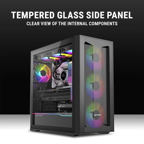 Image of Ant Esports Titan Core 360 Mid-Tower Computer Case /Gaming Cabinet - Black | Support E-ATX, ATX, Micro-ATX, Mini-ITX | Pre-Installed 4 ARGB Fans