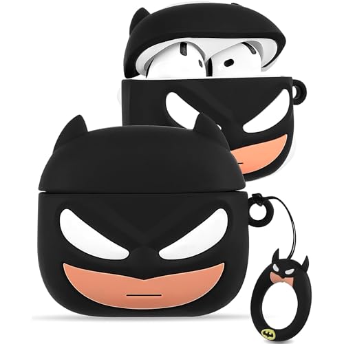 Image of Emoh Roced Case for AirPodS 4 (2024) with Keychain (ANC), Cute Cartoon Shockproof Protective Cover Compatible with Apple AirPods 4th Generation 2024 for Women and Boys (Batman)