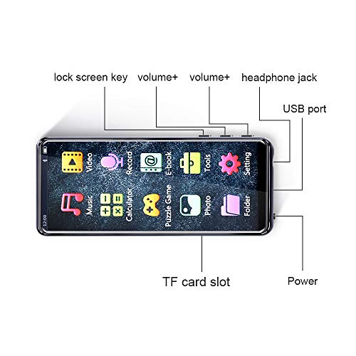 MP3 Player, MMUSC Full Touch Screen HiFi Lossless Sound Player,1080p Full HD Ultra Portable MP3 Player Support Video/Media/Music Player - Thumbnail 2