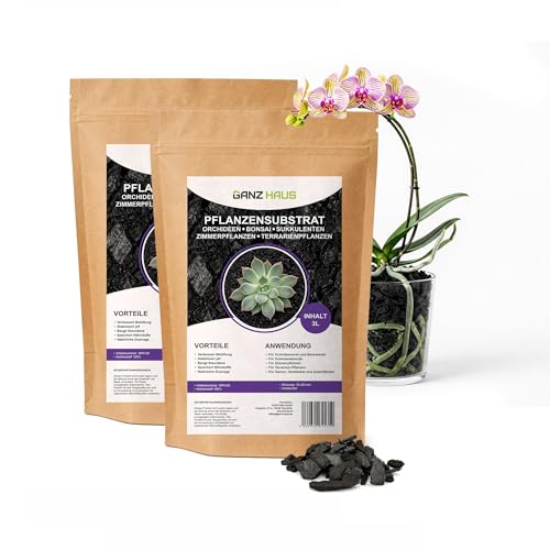 GanzHaus Orchideensubstrat Bodenaktivator Charcoal Substrat - Aktivkohle für Orchideenerde Sukkulentenerde Bonsaierde Blumenerde Zimmerpflanzen Terrarium Pflanzen | Drainage Kohle (6 L)