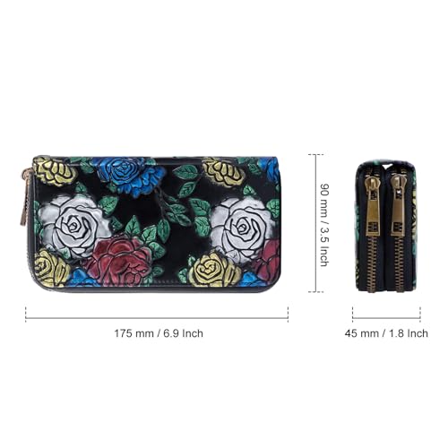 Image of XEYOU Double Zipper Long Clutch Wallet Cellphone Wallet for Women with Removable Wristlet Strap for Credit Card, Cash, Coin, Bill