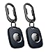 SURITCH for AirTag Holder 2 Pack, Keychain with Anti-Lost Carabiner Shockproof TPU Protective Case for AirTag for Kids, Keys, Pets, Luggage, Bags -(Dark Blue+Dark Blue)