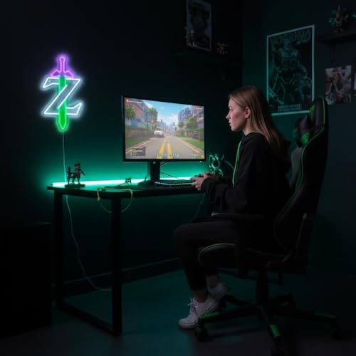 Image of Neon Sign LED Light, Master Sword LED Sign for Gaming Room Decor Gamer Gifts for Game Room Wall Bedroom Decor LED Neon Light for Game Fans (White Z)