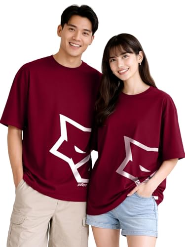 Image of LEOTUDE Couple Combo Men's Oversized T-Shirt & Women's Drop Shoulder Tshirt