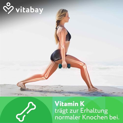 Vitabay Vitamin K2 Hochdosiert 200 µg (mcg) - 90 Vitamin K2 Tabletten Vegan & Laborgeprüft - MK-7 (Menachinon-7) aus natürlichen Zutaten in All-Trans Form - Hohe Bioverfügbarkeit – Bild 5
