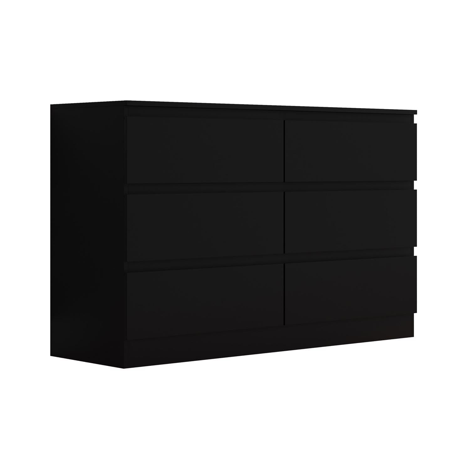 FWStyle Matt Black 6 Drawer Chest of Drawers 77 x 110 x 40cm โ image 1