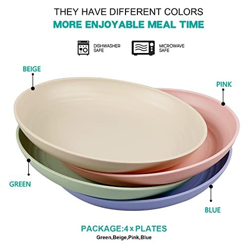 Greentainer Lightweight Unbreakable Dinner Plates, Extra Large-4 Pack 8.8'' Plastic Plate, Dishwasher Microwave Safe - Image 3