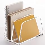 SANRUI Acrylic Mail Organizer, 2-Slot Clear Paper Letter Sorter Mini Desk Organizer, Sleek Office Desk File Holder for Mail, Bills, Notebooks 6.7