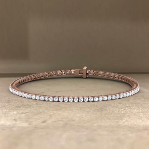 Image of 2 to 7 Carat Natural Diamond Tennis Bracelet for Women in 14K Gold (7 Inch) - IGI Certified (I1-I2 Clarity)