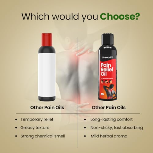 Sheopals Ayurvedic Pain Relief Oil – Natural Herbal Formula for Joint, Back, Knee, Muscle & Shoulder Pain | Enriched with Menthol, Peppermint, Mahanarayan, Gandhapura & Camphor – 120ml