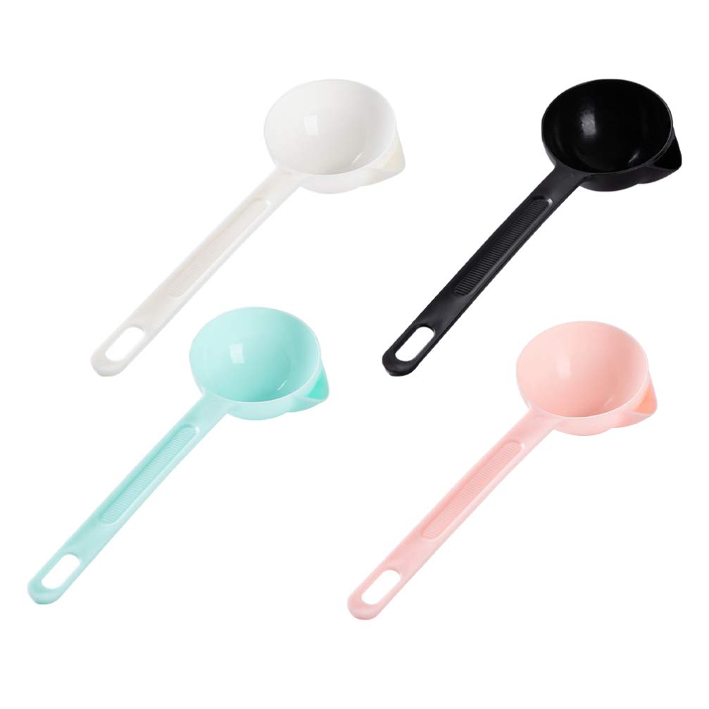 Hemoton 4pcs Plastic Oil Filter Spoons Oil Fat Separators Oil Soup Cooking Strainer Filter Soup Ladle Grease Oil Filter Strainer for Home Kitchen Black White Blue Pink