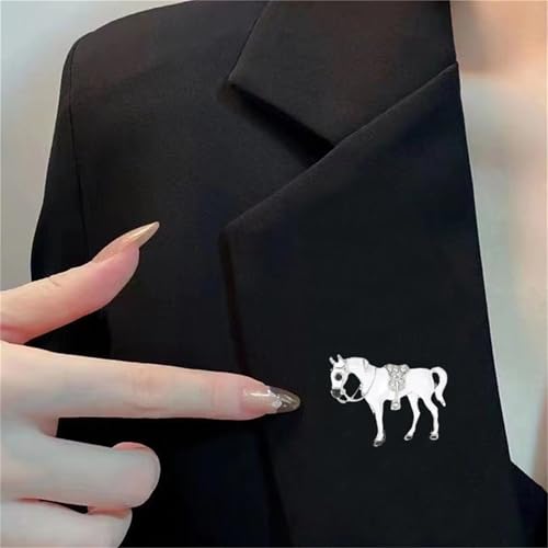 Image of Dreuyet Horse Brooch Pin Horse Racing Suit Lapel Pin for Women Men Rhinestone Antique Gold Horse Animal Brooch Clothing Outfits Accessory Jewelry