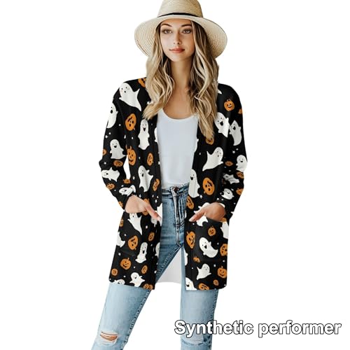 Image of Cardigan Sweaters for Women Long Sleeve Cardigan Soft Drape Open Front Fall Dusters V-Neck Jackets Dressy Loose Coat