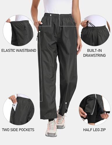 MoFiz Damen Regenhose Wasserdicht Fahrrad Überziehhose Leichte Packbar Hose Winddicht Outdoorhose Wanderhose Trekkinghose Dunkelgrau Größe EU 3XL