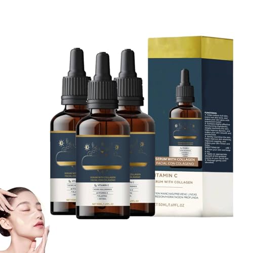 Collagen Peptide Serum For Face Serum, Anti-Aging Serum for Fine Lines and Wrinkles, Revitalizing and Plumping Face Oil, Boost Skin Collagen, Instant Firmness and Radiance, 50ml (50ml, 3PC)