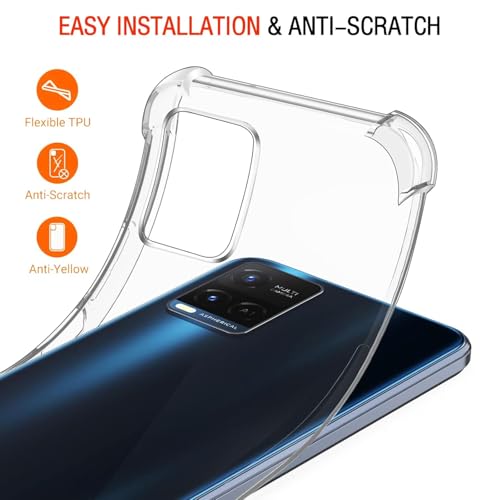 Image of Lustree vivo Y21 /Y33s Back Cover Transparent Case | Clear TPU Shockproof Case with Four Corner Protection & Raised Camera Guard | Slim Protective Cover for vivo Y33s /Y21
