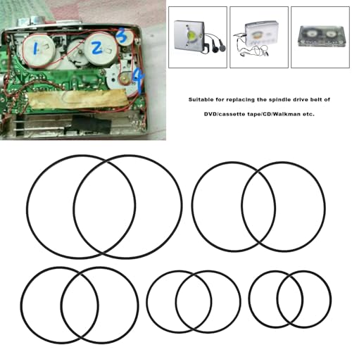 EMSea Gummi-Antriebsriemen für DVD-Player, Kassettenspieler, CD-Player, CD-Player, 25 mm - 70 mm, Schwarz, 100 Stück
