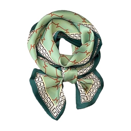 Alexis Leroy Bufanda Mujer 150 x 15 cm Multifunción Bandeau Fina Simi Satén para Bolsos Pañuelos Peinado Verde Con Letras
