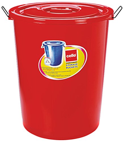 Image of Cello Plastic Storage Bucket with Lid, Red, 100 Litre