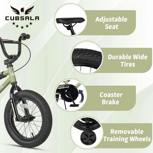 Image of 12 14 16 18 Inch Kids Bike BMX Style Bicycle with Training Wheels Coaster Brake for 2-10 Years Old Toddlers Boys Girls Multiple Colors