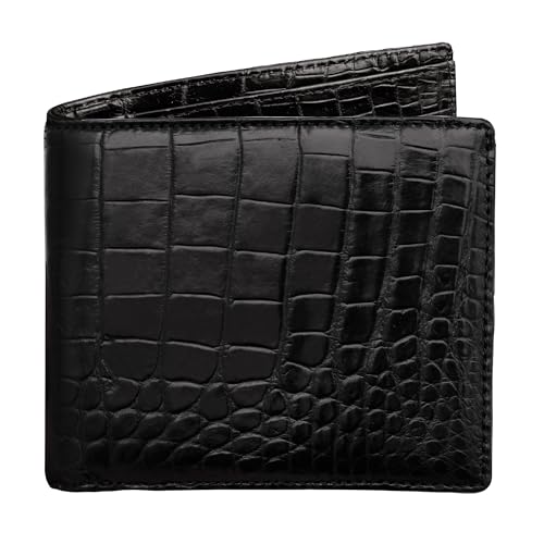Image of HATA Men Leather Bifold Wallet RFID Blocking Front Pocket Exotic Billfold Handmade Gift For Birthday Wedding Anniversary Father's Day