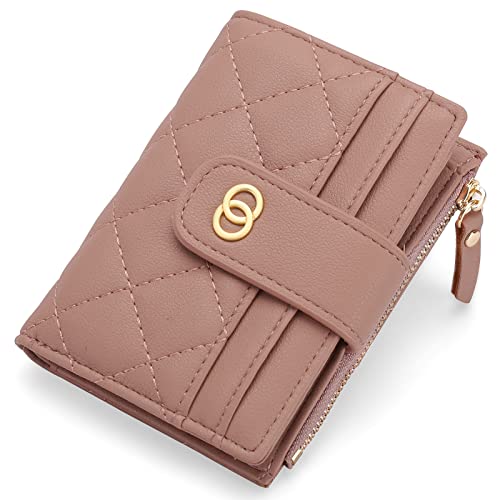 GAEKEAO Small Wallet for Women Slim Bifold Leather Credit Card Holder Wallets Zipper Pocket Coin Purse with ID Window