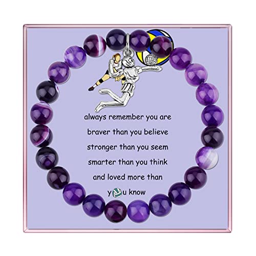 liforlove Volleyball Lover Gift Volleyball Players Gift Volleyball Inspiration Gifts Sport Charm Bracelet Volleyball Jewelry for Women (Amethyst Volleyball Bracelet)