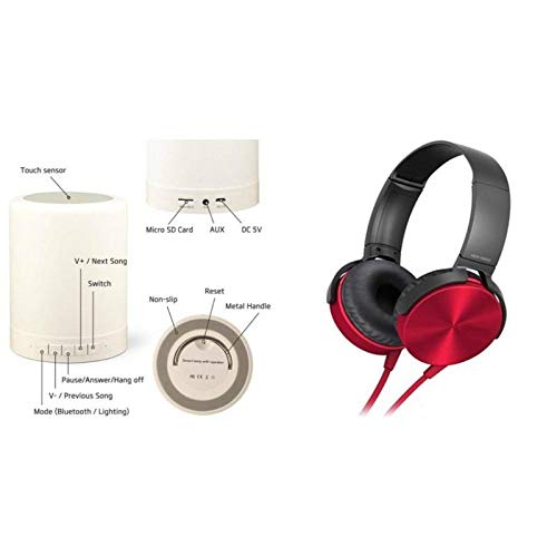HOC XB 450 Wired Headphones & Touch lamp Bluetooth Speaker Compatiable