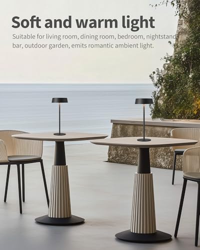 NEWSEE Contemporary Cordless Table Lamp Set of 2, Waterproof, Rechargeable 5000mAh Battery-Powered, Dimming Night Light for Bedroom, Dining Room, Bar, and Outdoor Use (Black) - Image 4