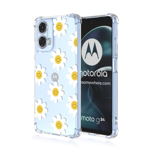 SEAHAI Handyhülle Für Motorola Moto G54 5G – Buntes Blumen-Design, Transparent, Stoßfest, TPU Silikon