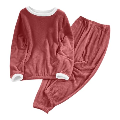 Pijamas De Mujer Manga Larga Flannel Pajamas for Women Set Winter Warm Fleece 2 Piece Lounge Pjs Sets Loungewear Sleepwear Plus Size Lounge Sets for Women Capsule Wardrobe Set Rose Gold S - image 4