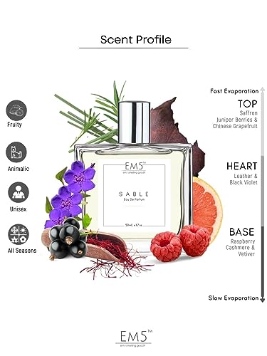 Image of EM5 Sable Unisex Perfume | Fruity Leather Aromatic | EDP Spray for Men & Women | Strong & Long Lasting Fragrance | Luxury Gift for Men /Women