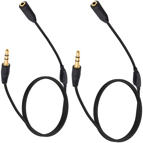 YARCHONN 3.5mm Headphone Extension Cable with Volume Control Adjustment 3.5mm Male to Female TRS Stereo Audio Extension Cord Wire for Headset Smartphones Tablets-1.2M/3.9FT-2Pcs