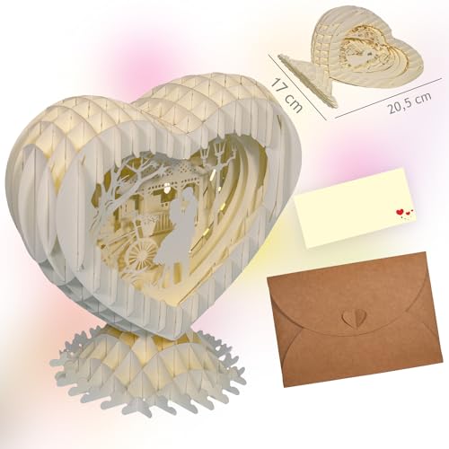 Cœur pliable 3D Magicpaper carte amour en papier sans LED