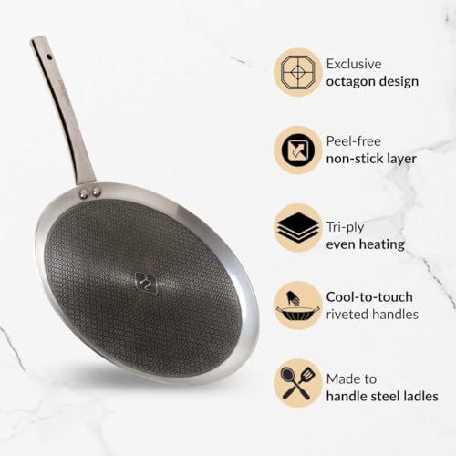 Image of Nestasia Triply Stainless Steel Honeycomb Dosa Tawa (32 cm) - Non Stick Scratch Resistant Tava for Healthy Cooking | Induction & Gas Stove Friendly, Even Heating, Less Oil Use