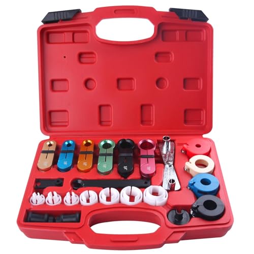 LEONTOOL 25 PC Fuel Line Disconnect Tool Set, Master Quick Disconnect Tool Kit for A/C Fuels & Transmission Systems, Fuel Line Removal Tools for Mechanics, Compatible with Ford Chevy GM Mazda and More