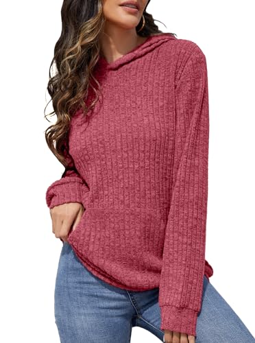 Image of Bosmeer Womens Long Sleeve Shirts Kangaroo Pocket Fashion Hoodies Pullover