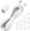 Extensión telefónica moeverEX 25 pies, cable telefónico blanco con conector RJ11 | Cable telefónico con 1 acoplador en línea y 20 sujetacables, núcleo de cobre puro 100% 26 AWG, excelente conexión y llamadas 2