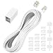Phone Extension Cord 25 Feet, Telephone Cable with Standard RJ11 Plug and 1 in-Line Couplers and 20 Cable Clip Holders, White