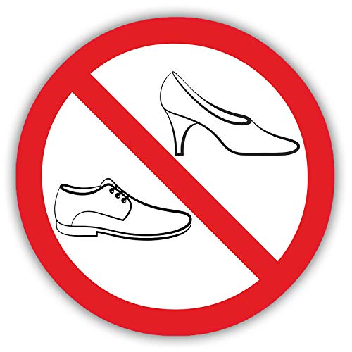 easydruck24de Autocollant d'interdiction Chaussures interdites I Rond Ø 10 cm I Interdiction de Marcher sur la Surface avec des Chaussures I Interdiction de...