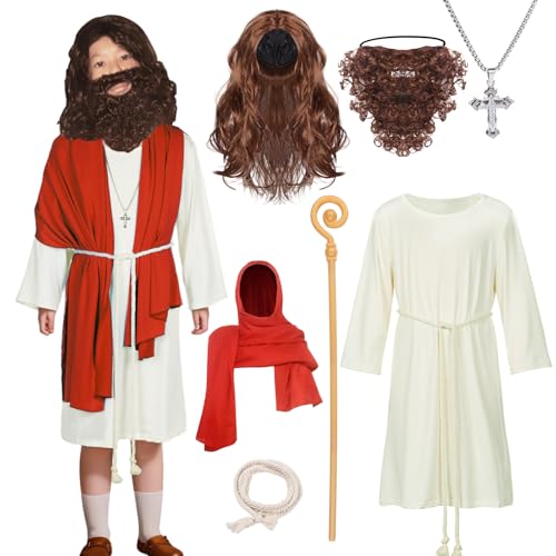 Kids Jesus Costume Set – Saint Robe, Wig, Beard & Accessories For Biblical Dress-Up - View #10