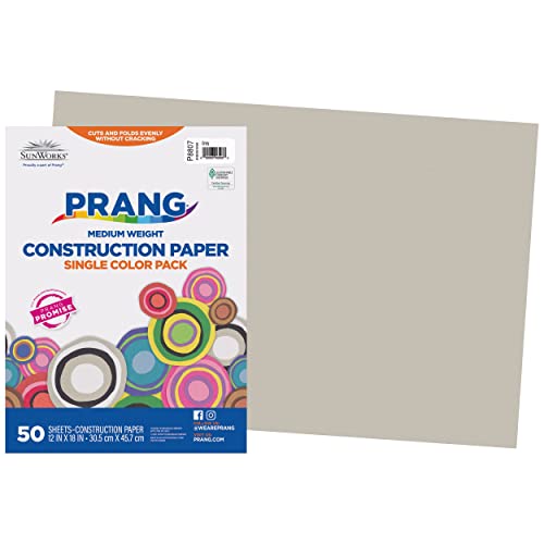 Image of Prang (Formerly SunWorks) Construction Paper, Gray, 12 inch x 18 inch, 50 Sheets