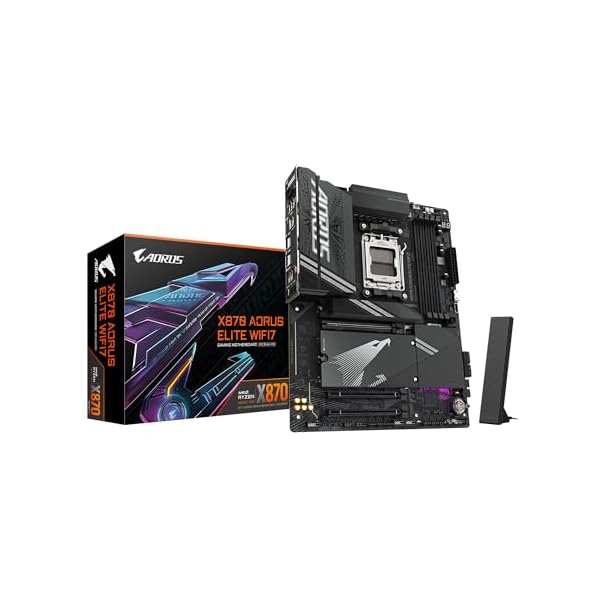 GIGABYTE X870 AORUS Elite WIFI7 - Placa Base AMD AM5 LGA 1718, ATX, DDR5, 4X M.2, PCIe 5.0, USB4, WIFI7, LAN de 2.5 GbE, EZ-Latch