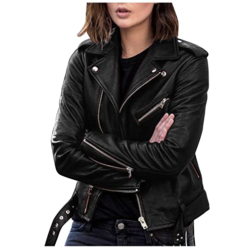 Perfecto Cuir Femme Veste Cuir Femme Veste Jean Casacos Manteau Capuche Grande Taille Demi Saison Ete Legere Leopard Mi Aviateur Crop Noir Bomber 2XL Bouclette...