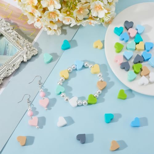 SUNNYCLUE 1 Box 40Pcs Heart Shape Beads Colorful Silicone Beads Candy Hearts Love Beads for jewellery Making Beadable Pens Making Bulk Phone Chains Necklace DIY Crafting Valentine's Day Beginners Adul - Image 4
