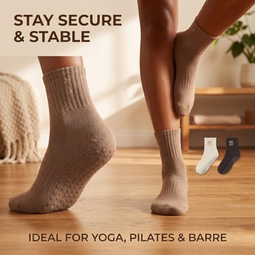 Image of Soxbang 3 /6 Pairs Cute Pilates Socks with Grips,Yoga Socks Barre Sock Non Slip Grip Embroidery for Barre Ballet Workout