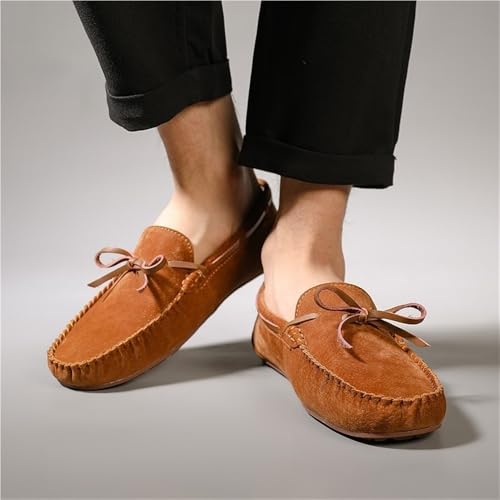 Mens Loafers Shoe Boat Shoes Flat Heel Comfortable Anti-Slip Round Toe Suede Vamp Moccasins Shoes Fashion Prom Slip-on4