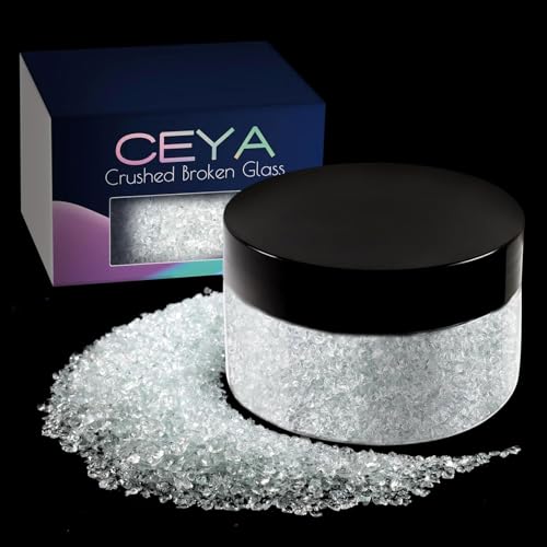 Ceya 5.3 onzas / 150 g de vidrio irregular triturado transparente metálico chip de vidrio roto chips de vidrio roto purpurina 2 – 4 mm artesanía gruesa purpurina para uñas arte resina epoxi molde